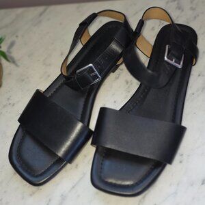 Madewell Black Leather Slingback Sandals Size 8 Minimalist Buckle Strap
